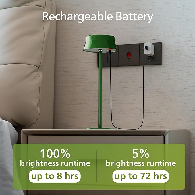 Philips Cordless Table Lamp, Portable Outdoor LED Desk Light,Rechargeable Battery Operated, 2 Adjustable Height, Touch Control & 3 Color Stepless Dimming, Waterproof Lamps for Restaurant/Bedroom