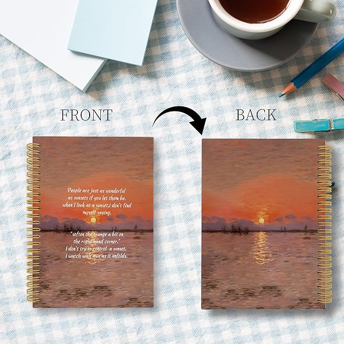 Boho Sunset Mental Health Spiral Notebook, Inspirational Quote Journal, Motivational Notebooks for School Work, Therapy Office Supplies, Positive Gifts for Women Men, 5.5x8.3 Inch