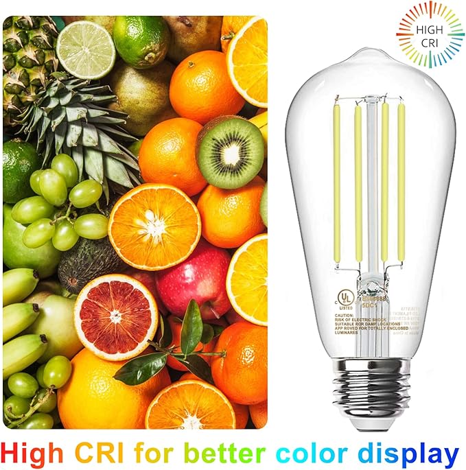 TJOY 32 Pack Vintage Edison LED Light Bulbs, Dimmable, 60W Equivalent, E26 Medium Base, 5000K Daylight, ST58, 8W, 800LM, Ultra-Bright, 80+CRI, Antique Decorative Filament, Clear Glass