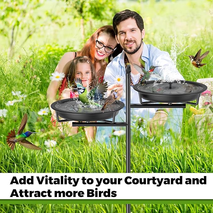 46 Inch Metal Bird Bath for Outside, Vintage Freestanding Birdbaths Feeder Bowl, Stable & Easy to Clean Birdfeeder for Outdoors Garden Yard Lawn Decor (Black)