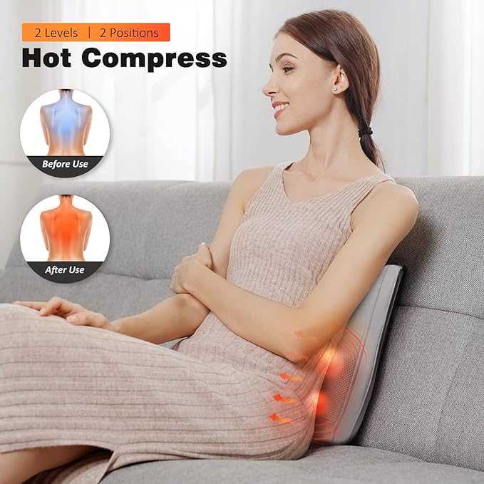 Neck and Shoulder Massager with Heat, Shiatsu Massage Pillow with 3D Deep Tissue Kneading for Back Legs Foot Body Pain Relief,at Home Office Car, Gift for Mom & Dad
