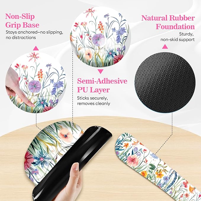 Long Mouse Pad XXL,Ergonomic Desk Mat Gaming Set,Keyboard Wrist Support Rest Mouse Pad Suitable for Office and Home (XXL Fragrant Plants)
