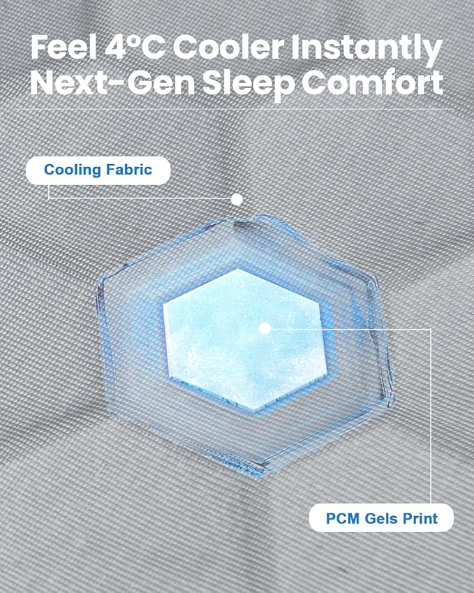 PCM Gel Print Cooling Pillow Cases Only,Queen Size Set of 2 with Double Sided Cold,Moisture Wicking Pillowcase Covers with Hidden Zipper Japanese Cold Tech Pillow Case Protectors for HotSleepers