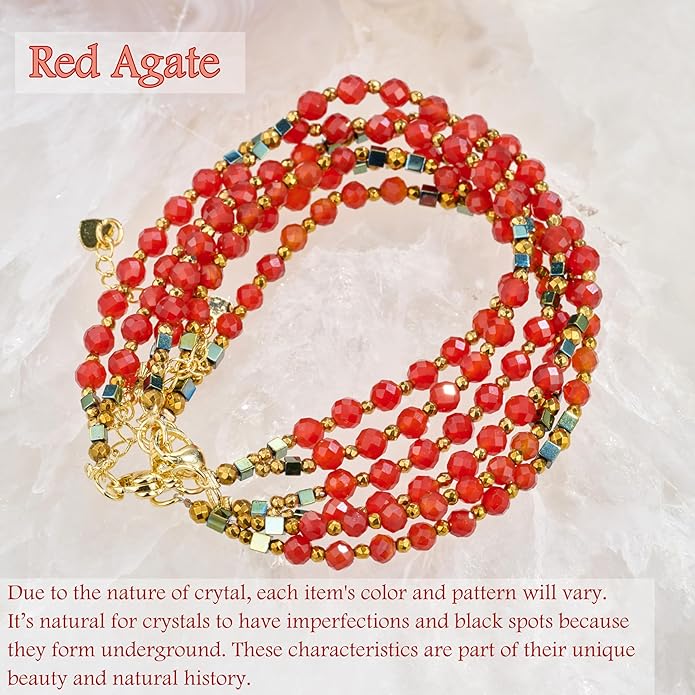 Crystal Beaded Bracelets, Chakra 4mm Natural Stone Beads Bracelets, Gemstone Spiritual Jewelry Gifts for Women