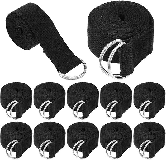 12 Pcs Yoga Strap, Non-Elastic Stretching Strap Yoga Straps for Stretching Bulk 6ft Exercise Stretch Band with Metal D Ring, Adjustable Stretch Belt for Women Men Pilates, Gymnastics, Dance