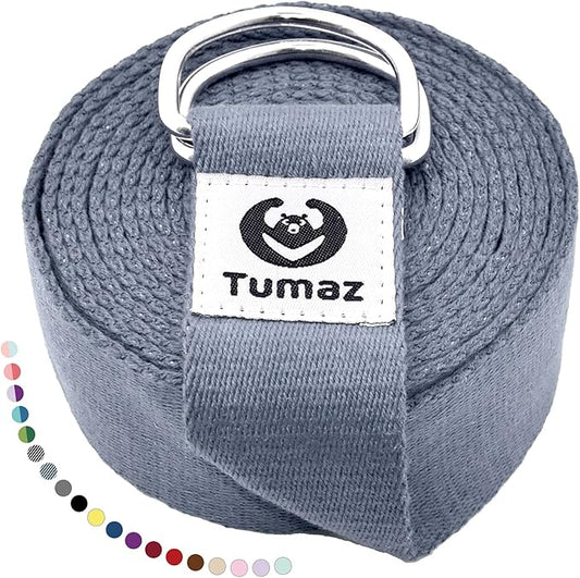 Tumaz Yoga Strap/Stretch Bands [15+ Colors, 6/8/10 Feet Options] with Extra Safe Adjustable D-Ring Buckle, Durable and Comfy Delicate Texture - Best for Daily Stretching, Physical Therapy, Fitness