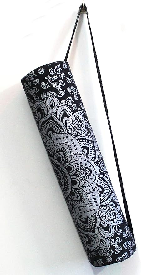 ICC Black Gold Mandala Full-Zip Exercise Yoga Mat Carry Bag Gym Beach Pilates Carrier Bags Hippie Mandala Indian Cotton Bag