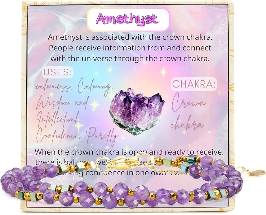 Crystal Beaded Bracelets, Chakra 4mm Natural Stone Beads Bracelets, Gemstone Spiritual Jewelry Gifts for Women