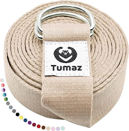 Tumaz Yoga Strap/Stretch Bands [15+ Colors, 6/8/10 Feet Options] with Extra Safe Adjustable D-Ring Buckle, Durable and Comfy Delicate Texture - Best for Daily Stretching, Physical Therapy, Fitness
