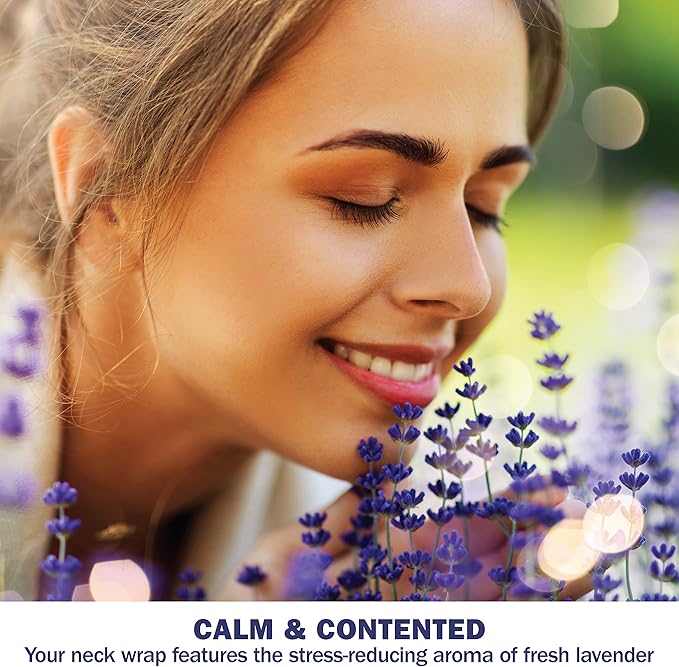 SunnyBay Microwave Heating Pad, Microwavable Heated Neck and Shoulder Wrap, Soothing Weighted Moist Heat or Ice Pack with Flaxseed and Lavender, 26x5 Inches, 2.5 lbs, Navy Blue