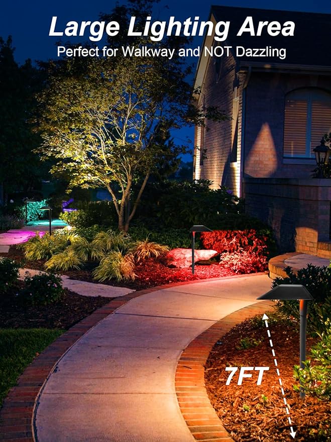 5W RGBW Low Voltage Landscape Lights LED Pathway Lights with Connectors,IP66 Waterproof Color Changing Landscape Lighting 12-24V Landscape Path Light for Walkway Garden Yard Lawn (8Pack)