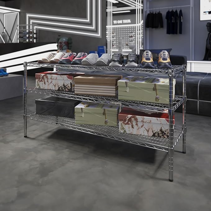 18" Deep x 54" Wide x 27" Height Wire Shelving Kit | 3-Tier | NSF Commercial Storage Rack Unit