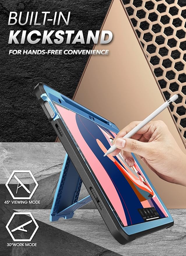SUPCASE for iPad 11th Gen A16 Chip 11 Inch 2025 Case with Screen Protector (Unicorn Beetle Pro), [Built-in Stand & Pencil Holder] Heavy Duty Protective Cover for iPad 10th Gen 10.9 Inch 2022, Blue