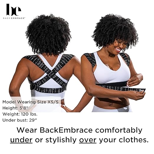 BackEmbrace Posture Corrector for Women and Men - Made in USA - Slim and Adjustable Shoulder Brace - Back Brace for Back Pain Relief- Black Drizzle M/L