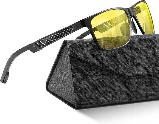 Carbon Blue Light Blocking Glasses Men for Computer, Gaming, Metal Frame Green Light Protection Night Driving Glasses for Man