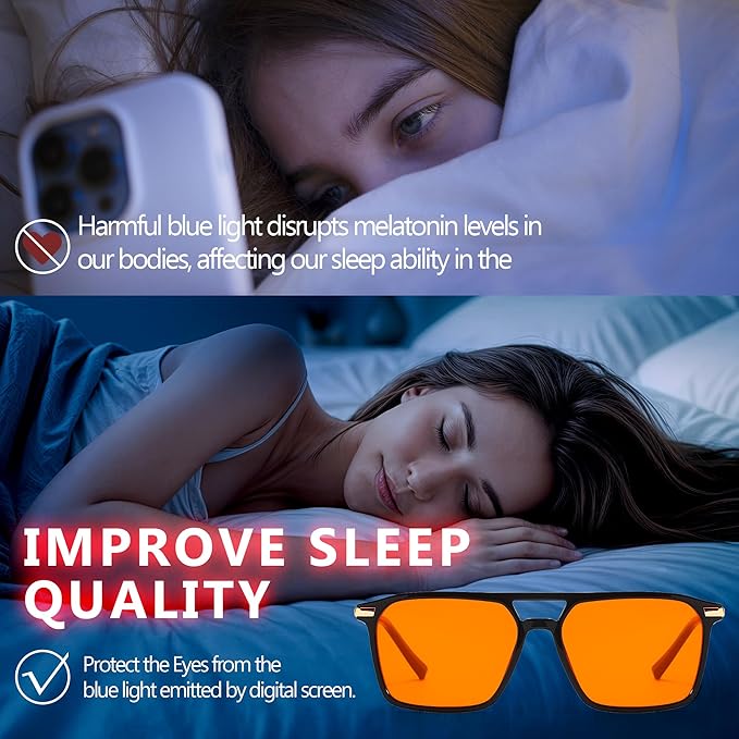 Myiaur Orange Blue Light Glasses for Women, 99.9% Blue Light Blocking Glasses with Anti Eyestrain for Gaming/Computer/Phone