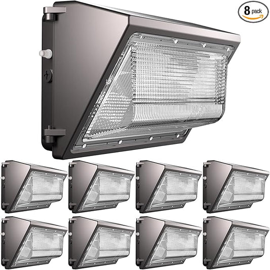 Lightdot 8Pack 150W LED Wall Pack Lights, 100-277v Dusk to Dawn with Photocell | 22500Lm(150Lm/W) 5000K IP65 Outdoor Exterior Lighting Fixture, Energy Saving|5-Yrs Warranty, ETL(Height:10~20ft)