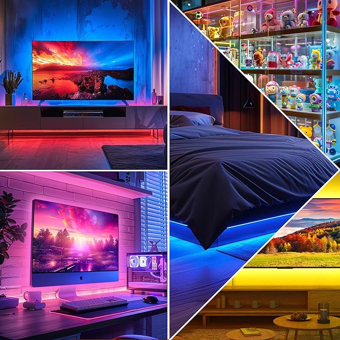 PANGTON VILLA Led Lights for TV LED Backlight,16.4FT RGB Smart LED Strip Lights for 65-75in TV, Bluetooth APP & Remote Control Music Sync & Multi-Scene Modes-USB Powered LED Lights for Bedroom/Gaming