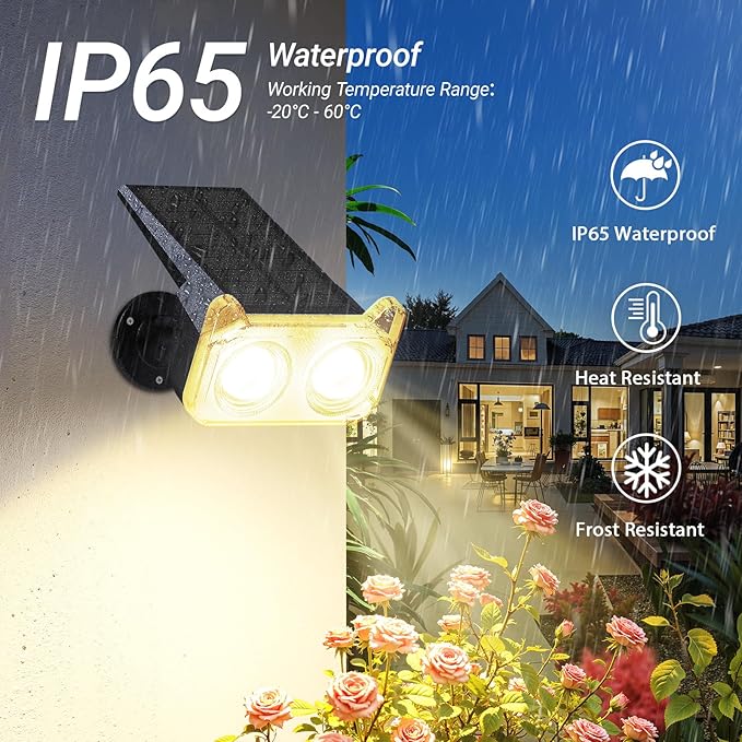 LETMY Solar Spot Lights Outdoor Waterproof with Bigger LED, 6 Pack 135°Adjustable Solar Lights Outdoor, 2-in-1 Wall Lights & 2 Modes Landscape Spotlights for Tree Yard Pathway Garden Decor(Warm White)