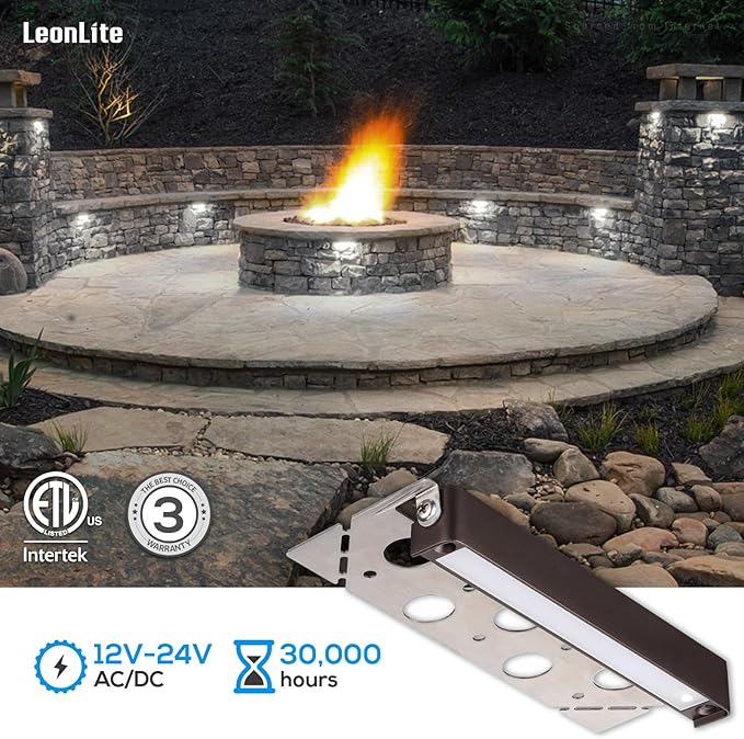 LEONLITE 8-Pack 7 Inch LED Hardscape Lighting, Update Retaining Wall Lights, LED Landscape Lighting, 12-24V AC/DC Paver Light Low Voltage, 3W/4W/5W Dimmable Outdoor Step Lights, 5000K Daylight, ETL