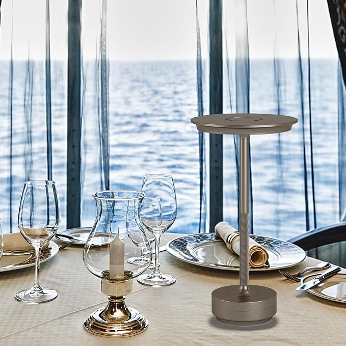 2 Pack Cordless Table Lamps Rechargeable, Portable 5000mAh LED Table Light, 3 Color Stepless Dimming Battery Powered Table Lamp for Bedroom/Home/Restaurant/Outdoor.(Cafe)