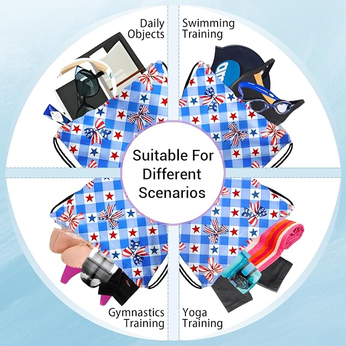 Checkered Stars Gymnastics Grip Bag Small Drawstring Gym Storage Pouch for Gymnasts Holding