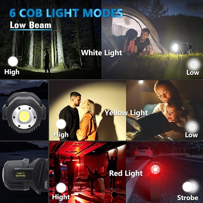 Spotlight 3000000 Lumens, 9 Modes Rechargeable Led Spotlight Flashlight with 350° Rotate Head, Super Bright Spot Lights Outdoor Handheld, IPX6 Waterproof Solar Flashlight As Seen on TV, XX-Large
