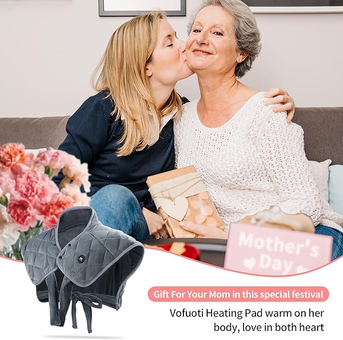 Vofuoti Portable Heating Pad for Neck and Shoulders, Cordless Heating Pad with Battery and 3 Heat Settings, Weighted Electric Heated Neck Shoulder Wrap, 16'' x 22'', 2.2lbs