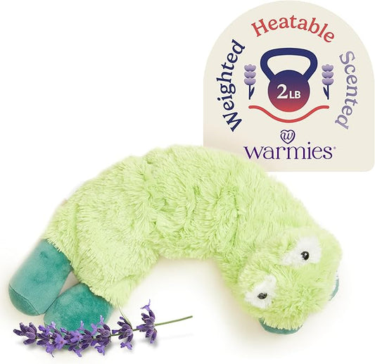warmies Microwavable Neck & Shoulder Wrap - Heating & Cooling Plush Pad for Calming Relaxation - Weighted & Heated Neck Warmer with Scented Lavender - Microwave Heat Pad for Aches & Pain - Frog