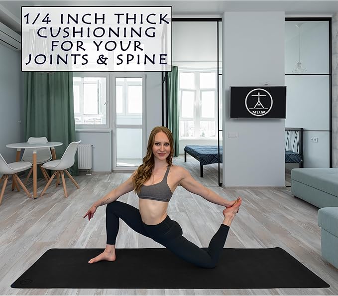 Tatago Extra Thick Yoga Mat Wide & XL-Our 10mm Extra Large Yoga Mat Thick Extra Wide And Long For Total Joint Cushioning. A Large Exercise Mat Thick And Perfect For Home Workout Pilates Or Studio.