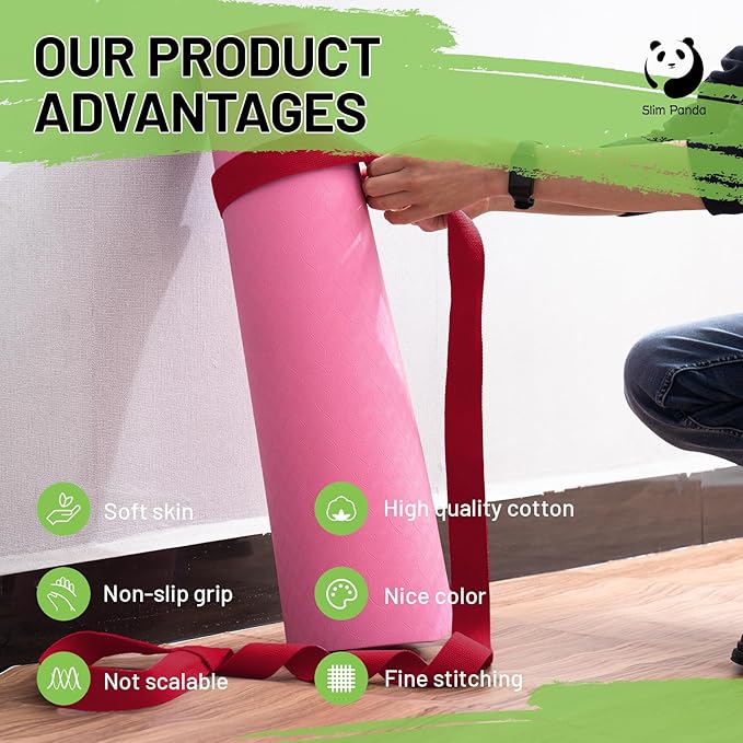 Slim Panda Yoga Mat Straps for Carrying, Adjustable Yoga Mat Carrier, Yoga Mat Sling(Yoga Mat Not Included)