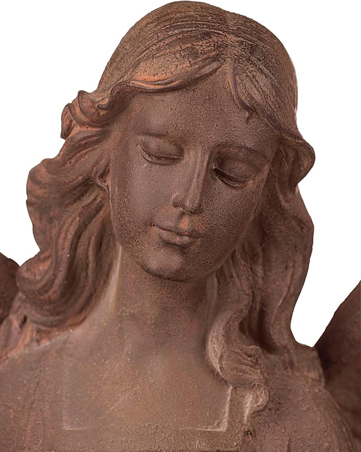 John Timberland Large Tall English Tudor Angel Garden Statue Sculpture Catholic Religious Holy Decor Outdoor Garden Front Porch Patio Yard Outside Home House Iron Rust Finish Resin 41 1/2" High