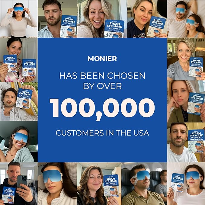 Steam Eye Mask for Dry Eyes | Self Heating Warm Compress for Eyes | Disposable Heated Eye Mask for Sleep, Spa, Travel Essentials & Relaxation Gifts for Women & Men (Unscented, 20 Pack)