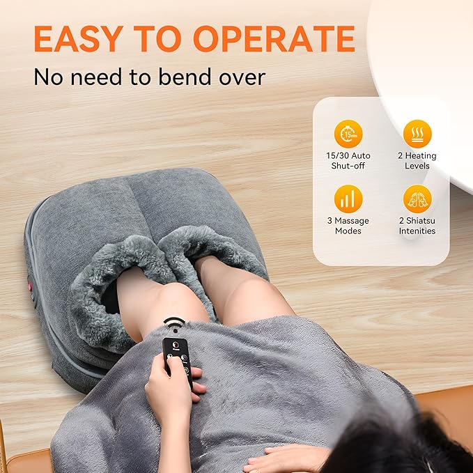Snailax Shiatsu Foot Massager Machine with Heat, Electric Feet Massage for Deep Kneading Therapy, Plantar Fasciitis Relief and Circulation,Relax for Home or Office Use, Foot Warmers for Women,Men