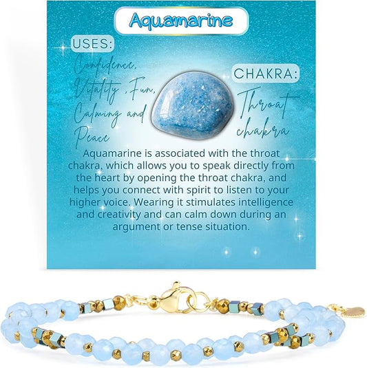 Crystal Beaded Bracelets, Chakra 4mm Natural Stone Beads Bracelets, Gemstone Spiritual Jewelry Gifts for Women