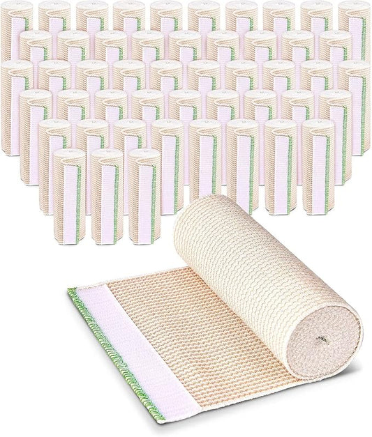 Premium Elastic Bandage Wrap (6” Wide, 50 Pack) - Nexskin Latex Free Athletic/Medical Compression Bandages Hook & Loop Fasteners at Both Ends - Lifetime Washable & Reusable Bandages