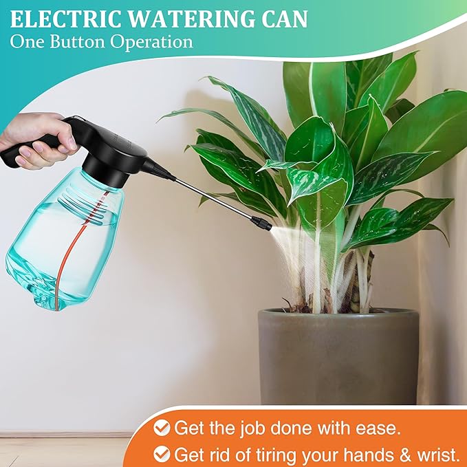 Electric Spray Bottle Plant Mister for Indoor Outdoor Plants, 0.5 Gallon Automatic Watering Can Rechargeable Battery Powered Sprayer with Adjustable Spout for Gardening, Fertilizing, Cleaning