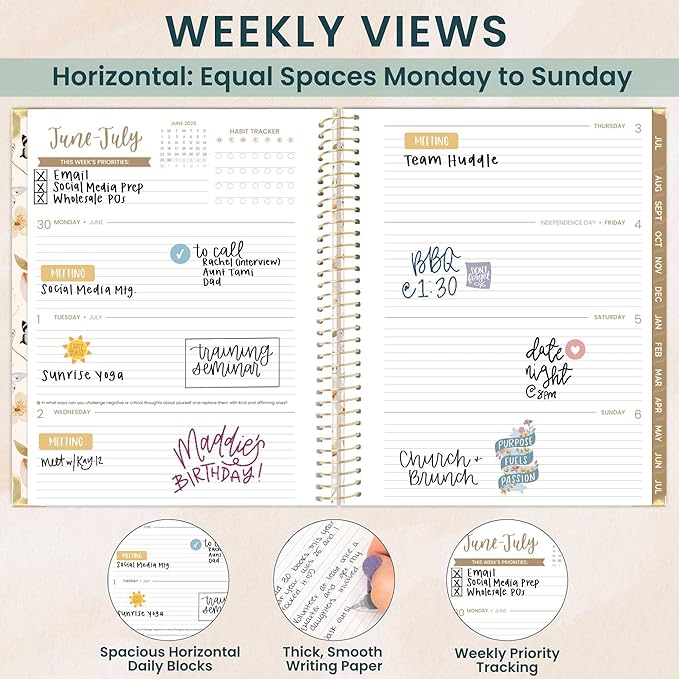bloom daily planners HARDCOVER 2025-2026 (8.5" x 11") Academic Year Day Planner (July 2025 - July 2026) - Task Goal Organizer - Monthly & Weekly Inspirational Agenda Book - Butterfly Garden