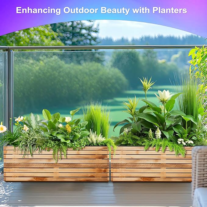 Tall Metal Planter, 15" W×16.3" H Large Rectangular Planter Box for Outdoor or Indoor, All-Weather Durable Plant Box with Drainage Holes & Removable Shelf for Patio, Porch, Garden, Trees, Flowers