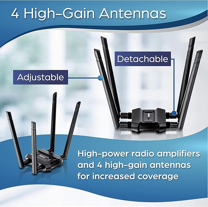 TRENDnet AC1900 High Power Dual Band Wireless USB Adapter, Increase-Extend WiFi Wireless Coverage, Stream 4K HD Video, Windows-Mac OS Compatible, USB 3.0 to USB Type A, Black, TEW-809UB (Pack of 10)