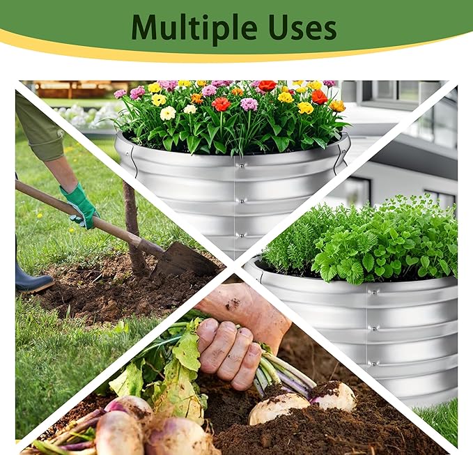 Raised Garden Bed, Raised Beds for Gardening Outdoor for Vegetables and Flowers Ground Planter Box, Galvanized Metal Planter Grow Garden Box,2.3x2.3x1ft