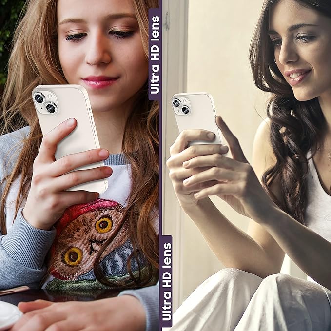 Suoman for iPhone 14 6.1 inch / 14 Plus 6.7 inch Camera Lens Protector, 9H Tempered Glass Film, Metal Frosted Independent Protective Cover [Glitter Diamonds]- Silver