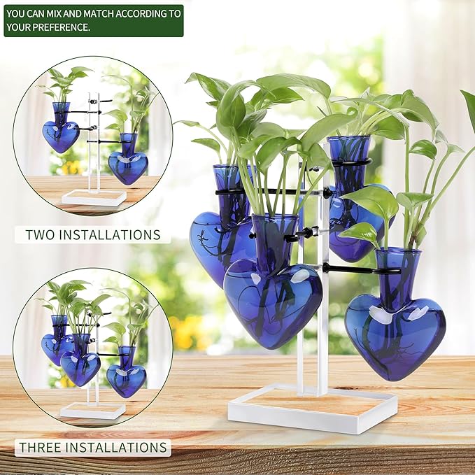 Clear Plants Propagation Stations Terrarium Kit Birthday Gift for Women for Indoor Home Office Decor Acrylic Plant Accessories - 4 Love Hear Vase