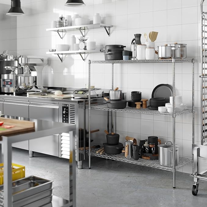 21" Deep x 48" Wide x 54" Height Wire Shelving Kit | 3-Tier | NSF Commercial Storage Rack Unit