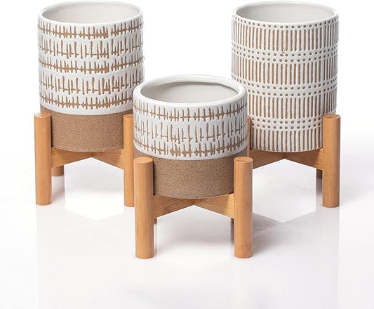 Set of 3 mini planters with stands | small plant pots for any room in your home | small plant stands with pots for indoor plants or herbs | 3 mid century planters with stands | Plants not included