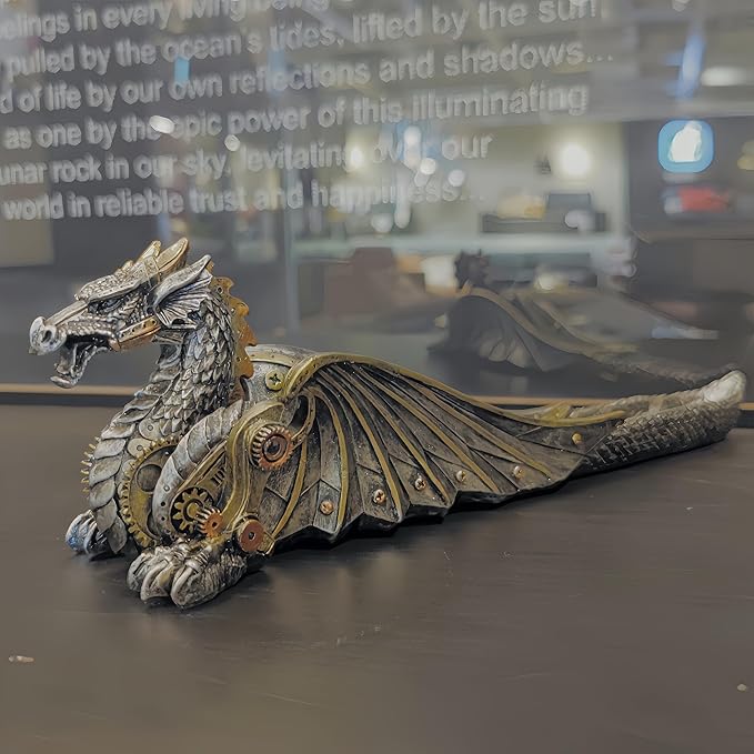 Mechanical Dragon Incense Holder Incense Burner Stick Incense Burner Steampunk Dragon Mystical Sculpture Gothic Decor for Man Cave