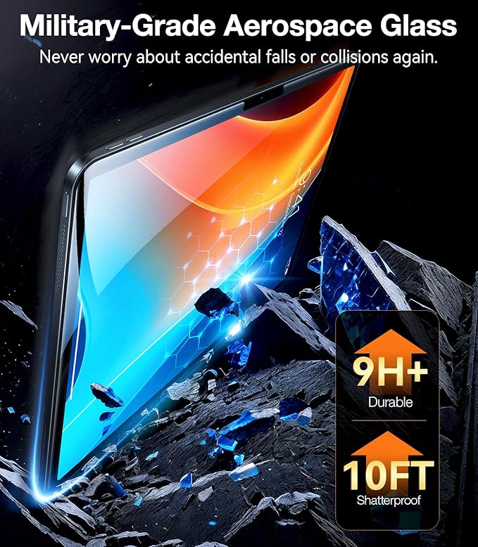 TORRAS for iPad Pro 11 Inch Screen Protector M5 2025/ M4 2024, Military Grade Shatterproof, TOP 9H+ Tempered Glass, One-Pull Installation, Anti-Scratch, Bubble Free, Apple Pencil Compatible, HD Clarity