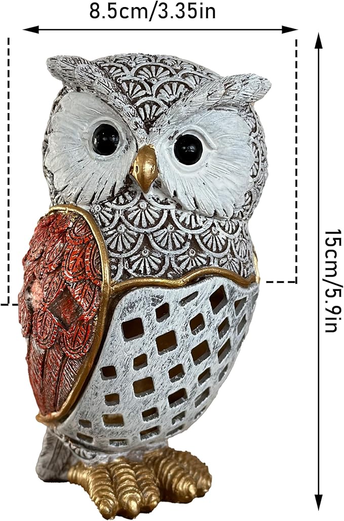 Solar Garden Decor Owl Statues Figurine,Solar Hollow Out Waterproof Lantern for Patio Balcony Yard Lawn,Home Decor,Mother's Day Birthdays Gifts for Mom Grandma Women-3.35" (W) x 5.9" (H)