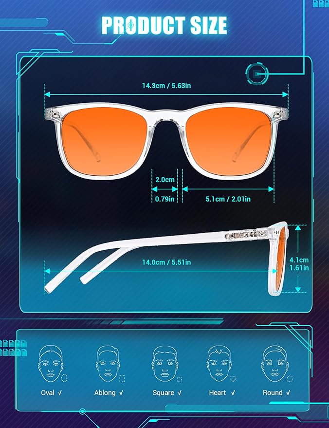 TIJN Sleep Glasses for 99% Blue Green Light Blocking Red Lens for Computer Gaming Screen Fatigue UV Protection