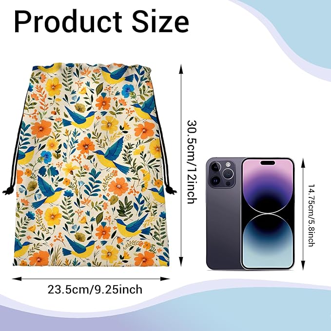 Wildflower Birds Gymnastics Grip Bag Small Adjustable Athlete String Bag for Gym Sports Grip